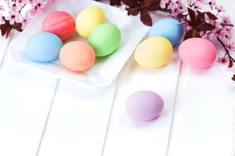 Pastel colored Easter eggs Foto stock