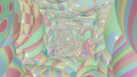 Pastel colored Easter eggs tunnel moving background seamless looped 3D render. Video stock 268008208