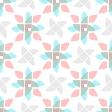 Pastel Colored Geometric Shapes Repeat Pattern With Windmill Shaped Design Stock Illustration