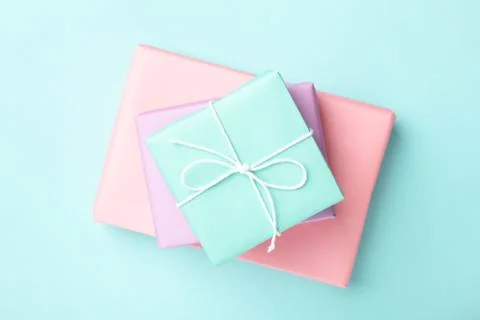 Pastel colored gift boxes. Stock Photos