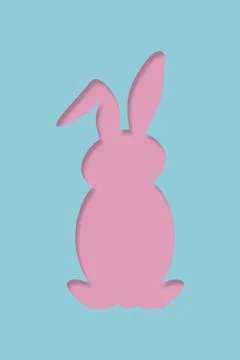 Pastel colored minimal easter design with easter bunny and grass Illustrazione stock
