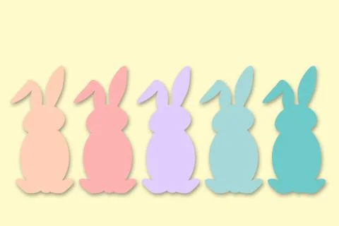 Pastel colored minimal easter design with easter bunnies Stock Illustration