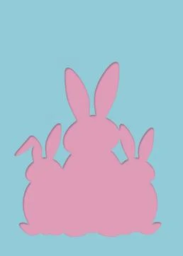 Pastel colored minimal easter design with easter bunnies Stock Illustration