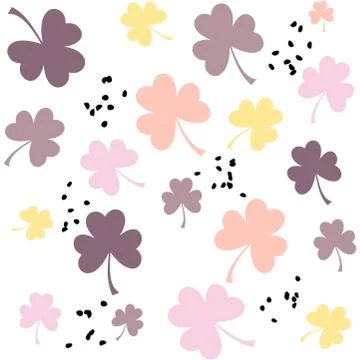 Pastel colored pattern with three leaf clovers for textile background, wallpa Stock Illustration