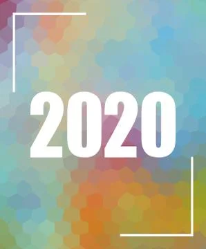 Pastel colored polygonal background with year 2020 Illustrazione stock