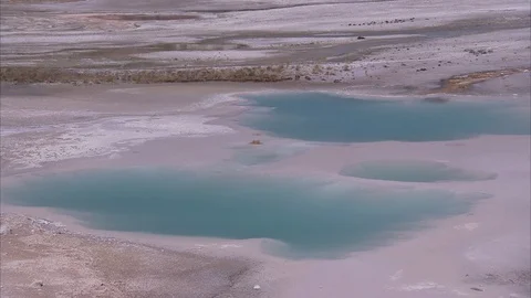 Pastel-Colored Pool with Mist Wafting Off It Stock Footage 86756186