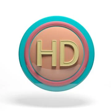 Pastel colored round button with HD symbol isolated Stock Illustration
