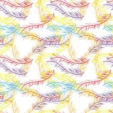 Pastel-colored seamless feather pattern. Seamless background with feathers of Stock Illustration