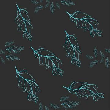 Pastel-colored seamless feather pattern. Seamless background with feathers of Illustrazione stock