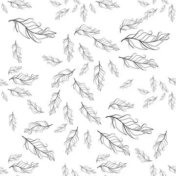 Pastel-colored seamless feather pattern. Seamless background with feathers of Stock Illustration