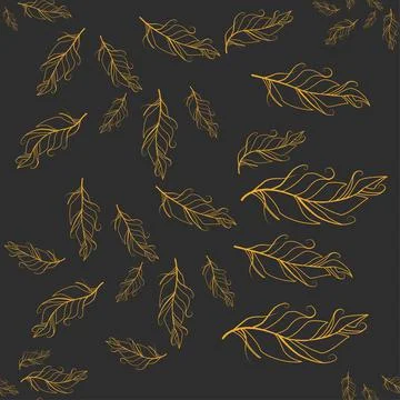 Pastel-colored seamless feather pattern. Seamless background with feathers of Illustrazione stock