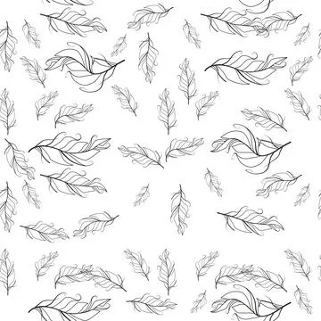 Pastel-colored seamless feather pattern. Seamless background with feathers of Stock Illustration