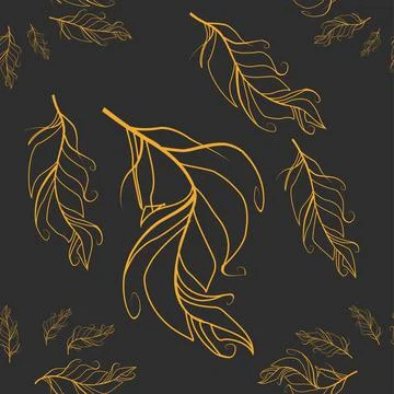 Pastel-colored seamless feather pattern. Seamless background with feathers of Illustrazione stock