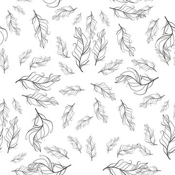 Pastel-colored seamless feather pattern. Seamless background with feathers of Illustrazione stock