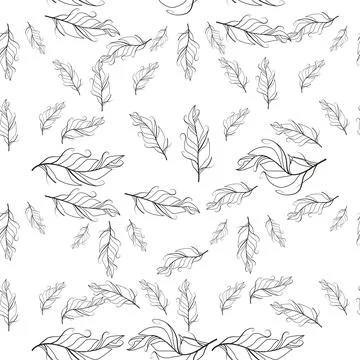 Pastel-colored seamless feather pattern. Seamless background with feathers of Illustrazione stock