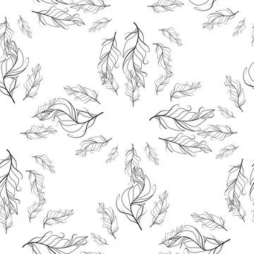 Pastel-colored seamless feather pattern. Seamless background with feathers of 스톡 일러스트
