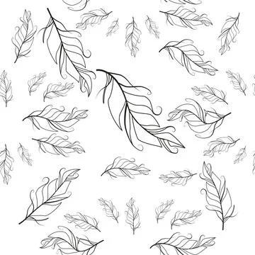 Pastel-colored seamless feather pattern. Seamless background with feathers of イラスト素材