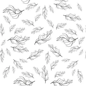Pastel-colored seamless feather pattern. Seamless background with feathers of イラスト素材