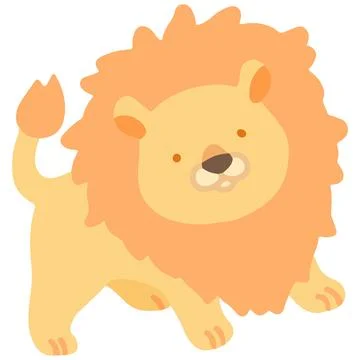 Pastel colored simple and cute orange lion Stock Illustration