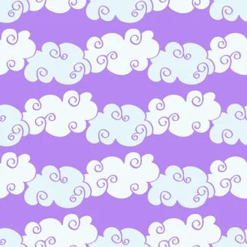 Pastel colored vector hand drawn clouds seamless pattern 스톡 일러스트