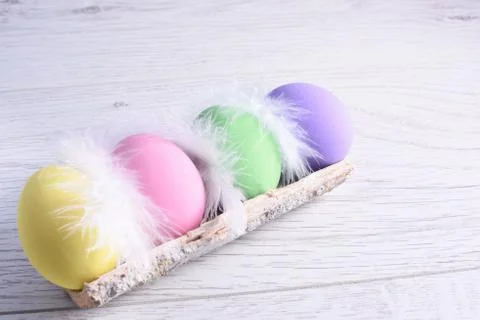 Pastel colorful easter eggs 스톡 사진
