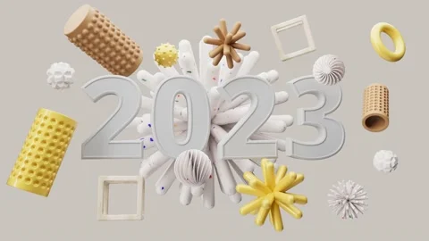 Pastel colorful  loop animation of 2023 title in modern minimal style. Stock Footage 221937153