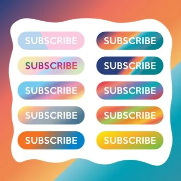 Pastel Colors Gradation Subscribe Button For TV Channel or Social Media, Fl.. 스톡 일러스트