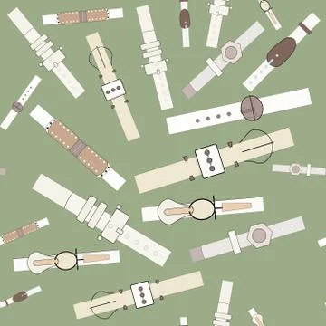 Pastel colour belts seamless pattern on green background. Illustrazione stock