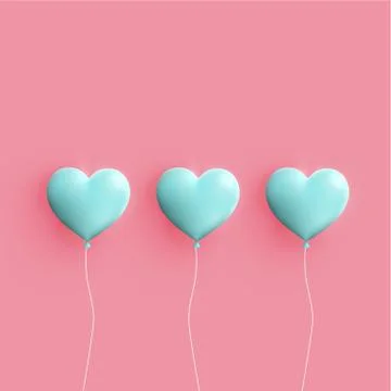 Pastel coloured 3D hearts, vector illustration Stock Illustration