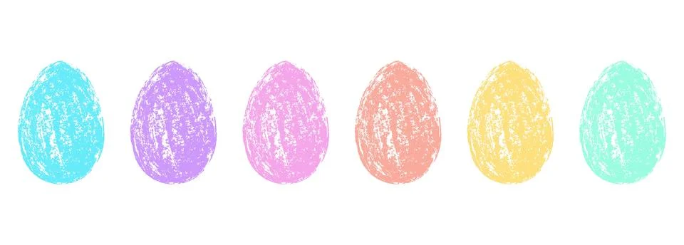 Pastel coloured Easter eggs with a grunge texture. Abstract and minimalist .. Stock Illustration