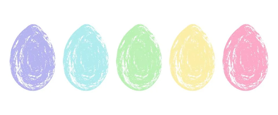 Pastel coloured Easter eggs with a grunge texture. Abstract and minimalist .. Illustrazione stock