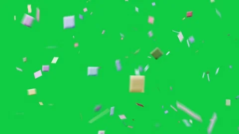 Pastel confetti sprouting at top starting drifting rotating filling transparent Vídeo Stock 337506312