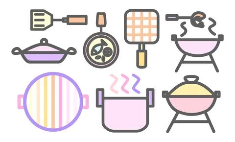 Pastel cooking tools flat Stock Illustration