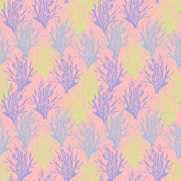 Pastel coral reef vector repeat pattern illustration Stock Illustration