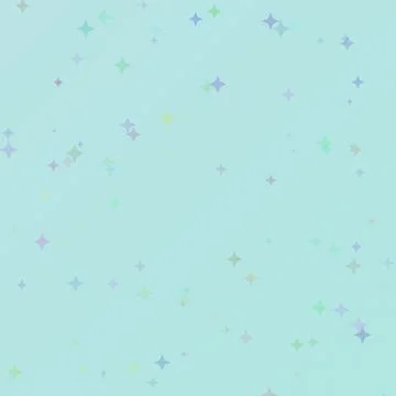 Pastel cyan background featuring a pattern of colorful scattered four-point.. Stock Illustration