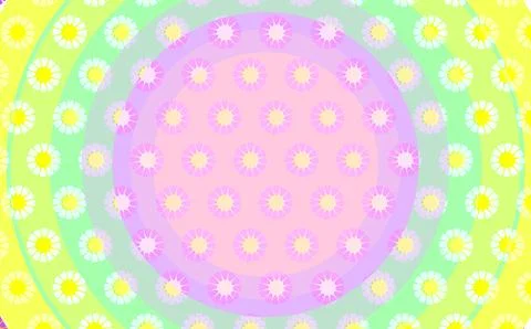 Pastel Daisy Circle Pattern Background Retro Floral Radial Design for Sprin.. Illustrazione stock