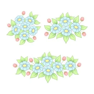 Pastel daisy elements set Stock Illustration