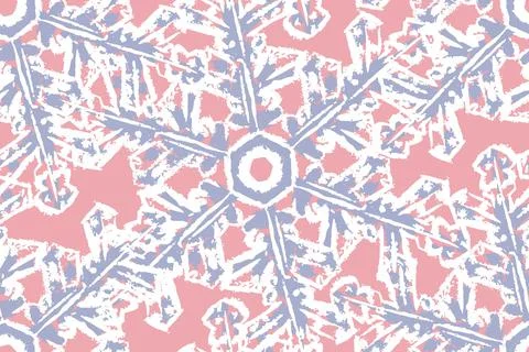 Pastel delicate winter seamless pattern. Snowflakes on a pink background. Illustrazione stock