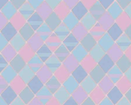 Pastel diamond pattern background with soft blue, pink, and purple tones, c.. Stock-Illustration