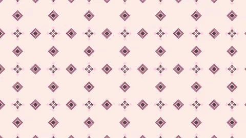 Pastel Diamond Pattern with Maroon Plum Motifs on Pink Background for Textile Stock Footage 313933133