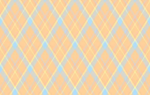 Pastel diamond plaid pattern. Seamless texture in soft peach, light blue, and 스톡 일러스트