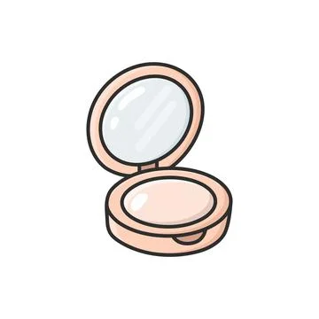 Pastel doodle compact powder vector icon in a clean illustrated style. Make.. Stock Illustration