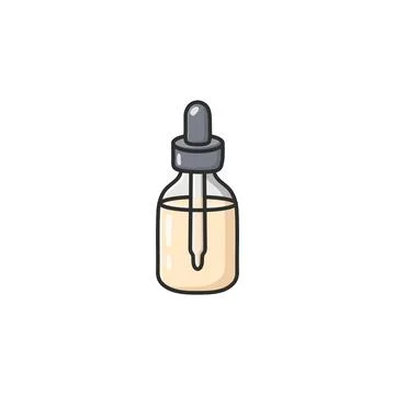 Pastel doodle face serum vector icon in a clean illustrated style. Skincare.. Stock Illustration