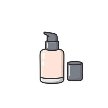 Pastel doodle foundation pump vector icon in a clean illustrated style. Liq.. Stock Illustration
