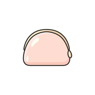 Pastel doodle makeup bag vector icon in a clean illustrated style. Cosmetic.. Stock Illustration