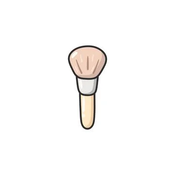Pastel doodle makeup brush vector icon in a clean illustrated style. Beauty.. Stock Illustration
