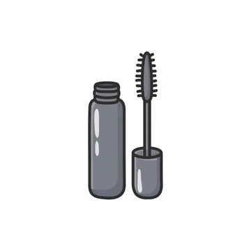 Pastel doodle mascara vector icon in a clean illustrated style. Eye makeup .. Stock Illustration