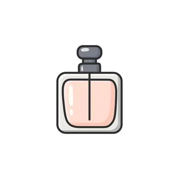 Pastel doodle perfume bottle vector icon in a clean illustrated style. Frag.. Stock Illustration