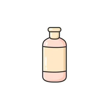 Pastel doodle shampoo bottle vector icon in a clean illustrated style. Hair.. Stock Illustration