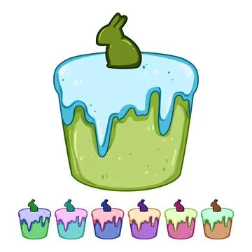 Pastel easter cupcake cartoon vector graphic Stock Illustration